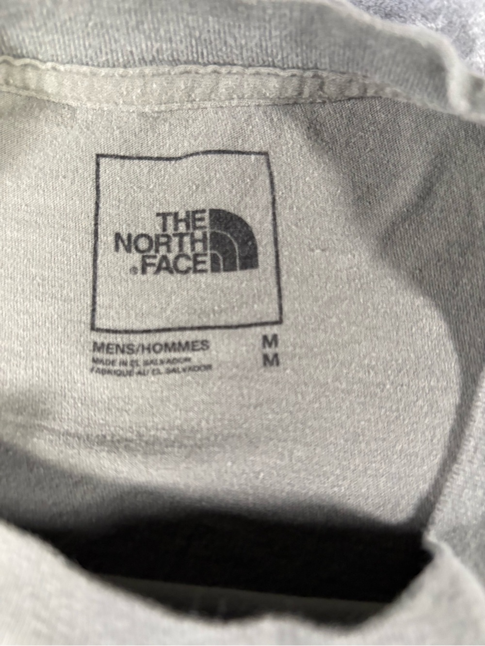 The North Face Men's Light Gray Tee with Blue Logo Patch - Picture 3 of 5